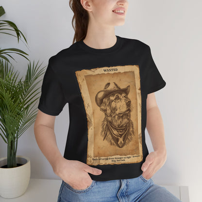 Golden Retriever Wanted Outlaw t-shirt front view black