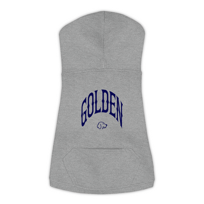 Golden Hoodie in Granite Heather, size 2XL, bold GOLDEN wordmark design