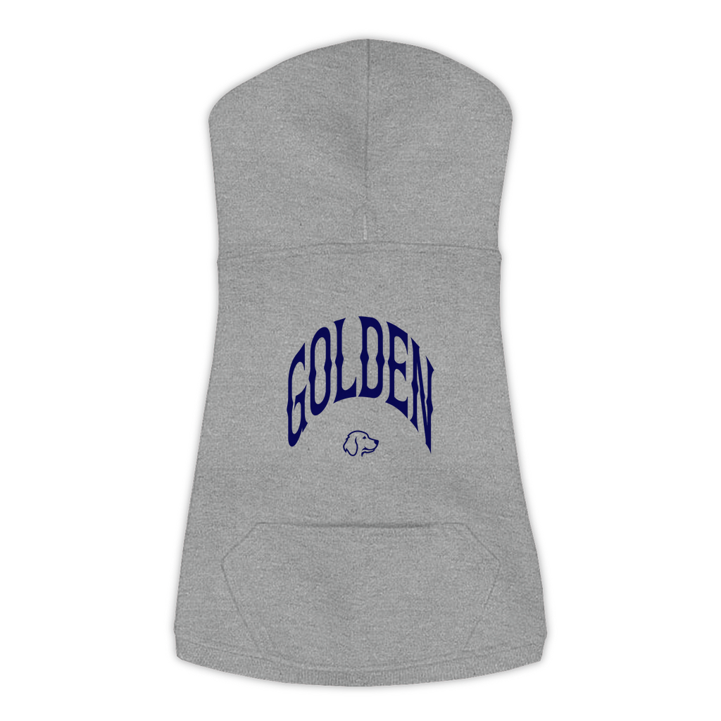 Golden Hoodie in Granite Heather, size XL, bold GOLDEN wordmark design