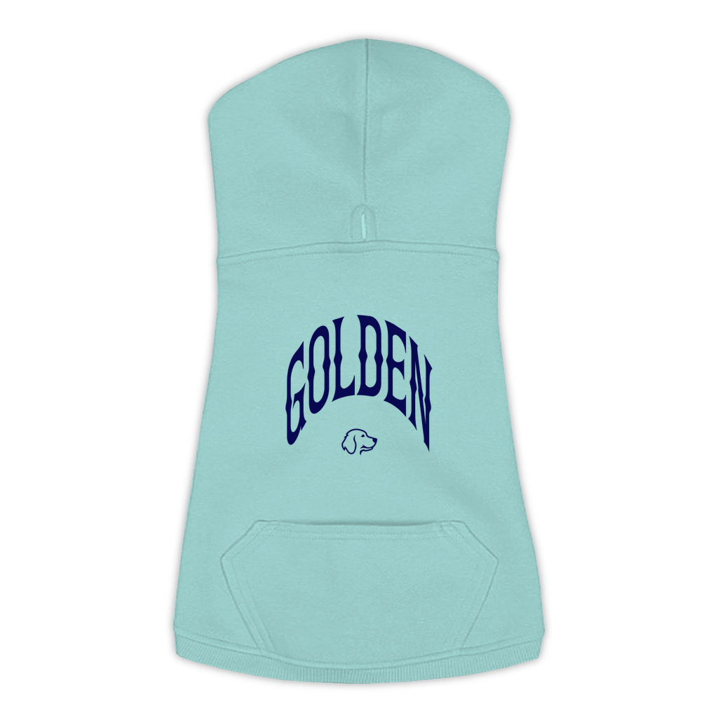Golden Hoodie in Saltwater, size XL, bold GOLDEN wordmark design