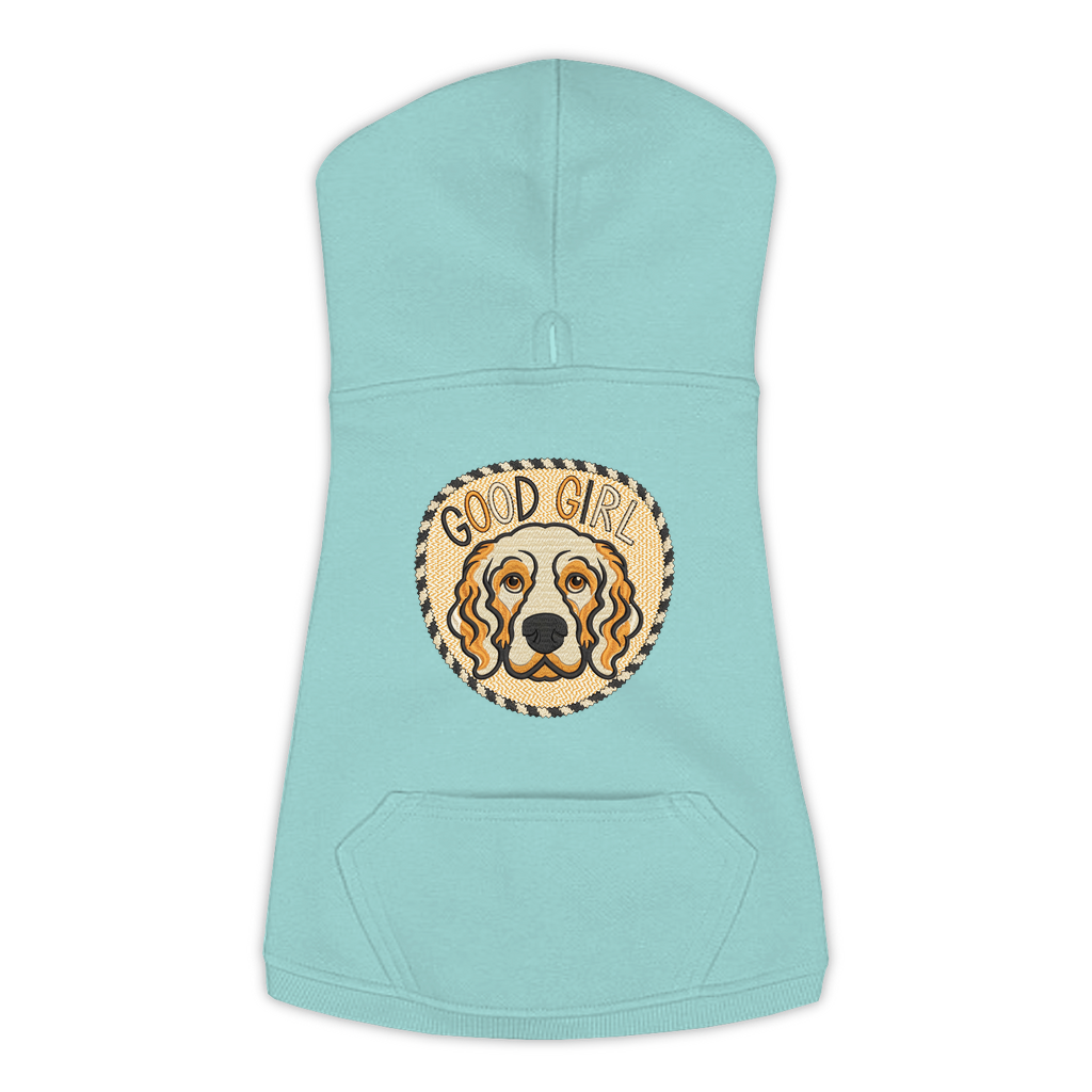 Good Girl funny dog hoodie in saltwater blue, sizes L to 3XL