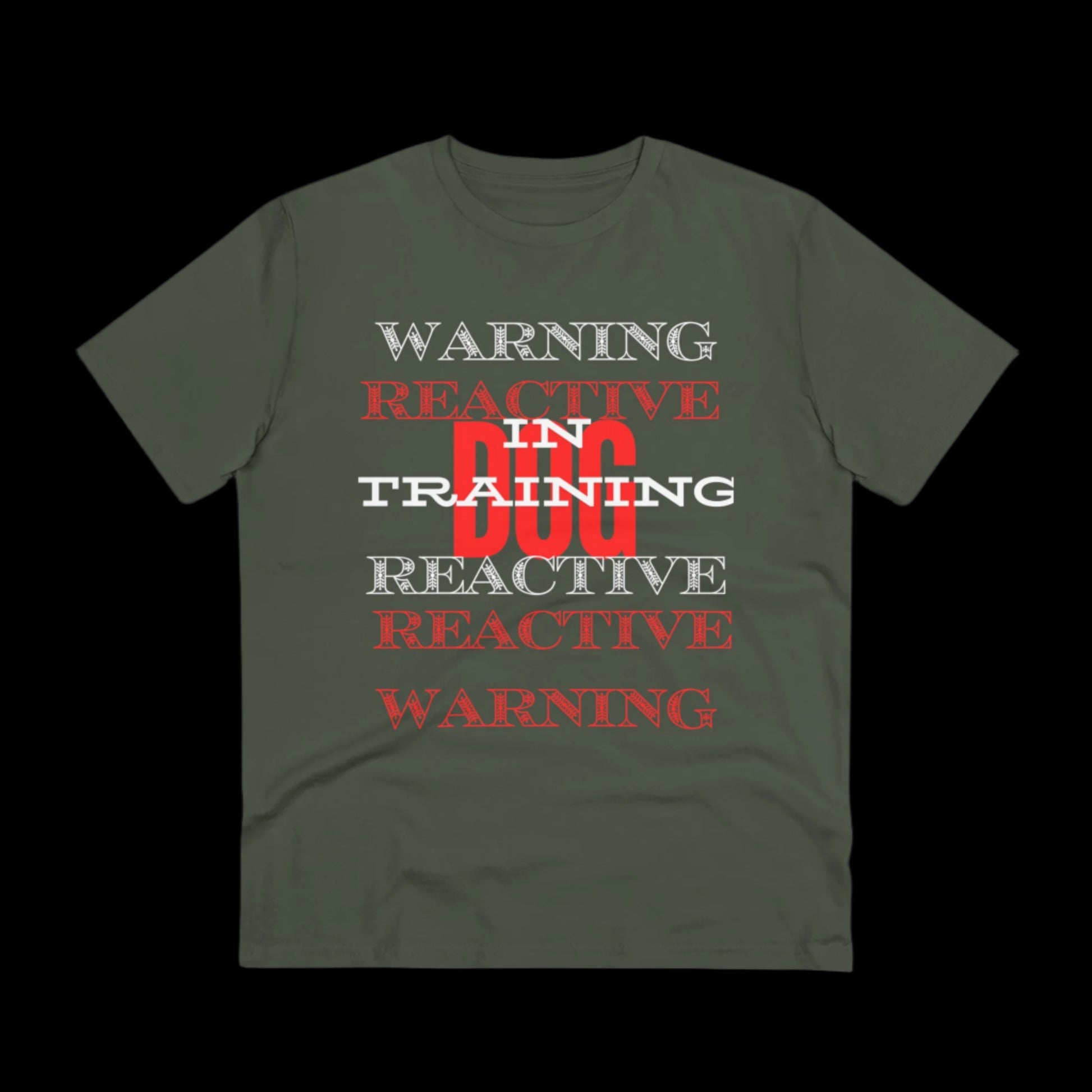 WARNING REACTIVE DOG IN TRAINING Organic T-shirt - Unisex - Sniff Waggle And Walk gray