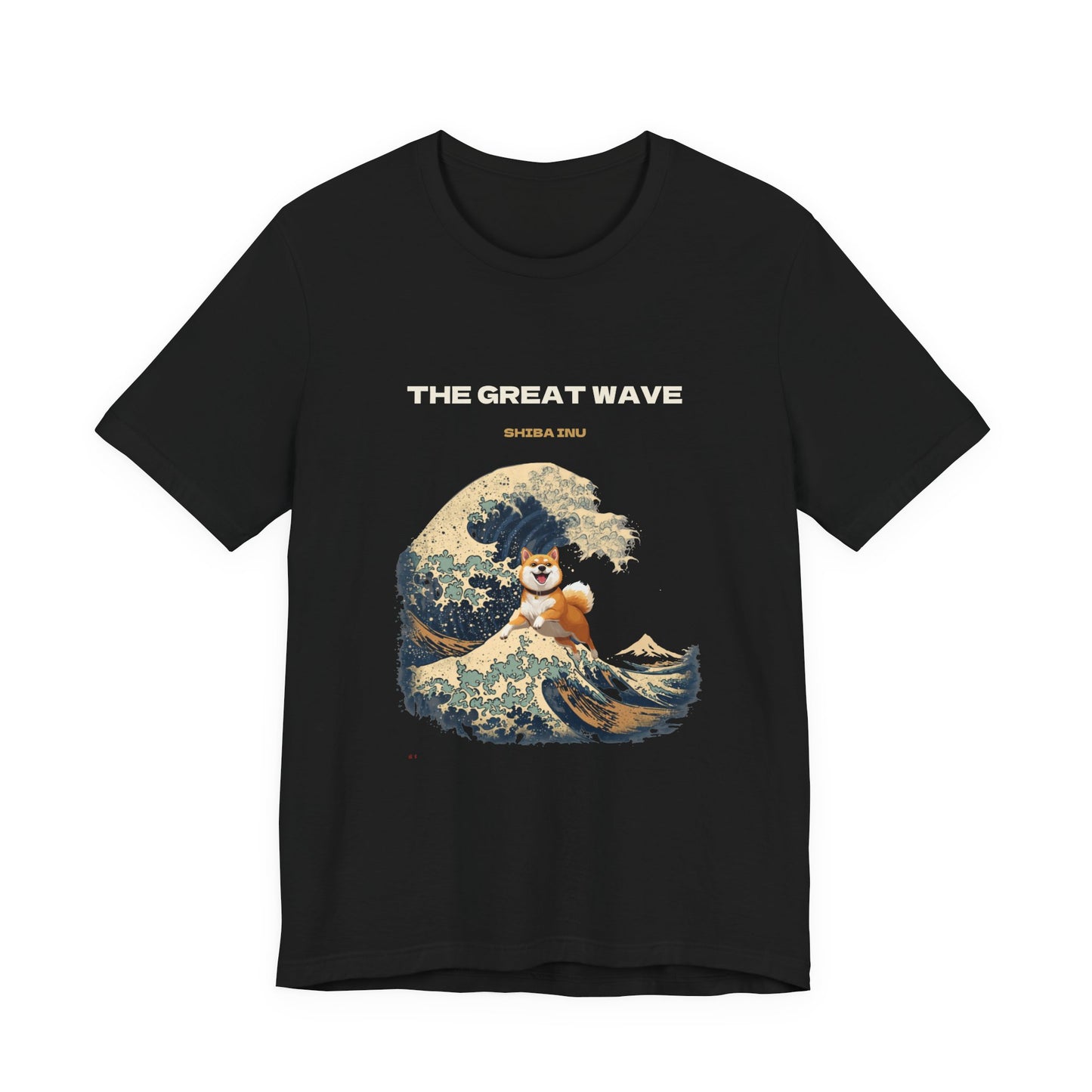 Great Wave Shiba Inu t-shirt flat lay