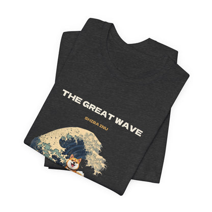 Great Wave Shiba Inu t-shirt full body worn shot