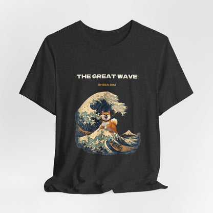 Great Wave Shiba Inu t-shirt product photo on hanger