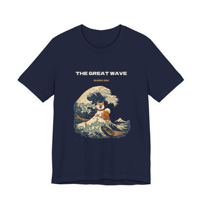 Great Wave Shiba Inu t-shirt worn casual style