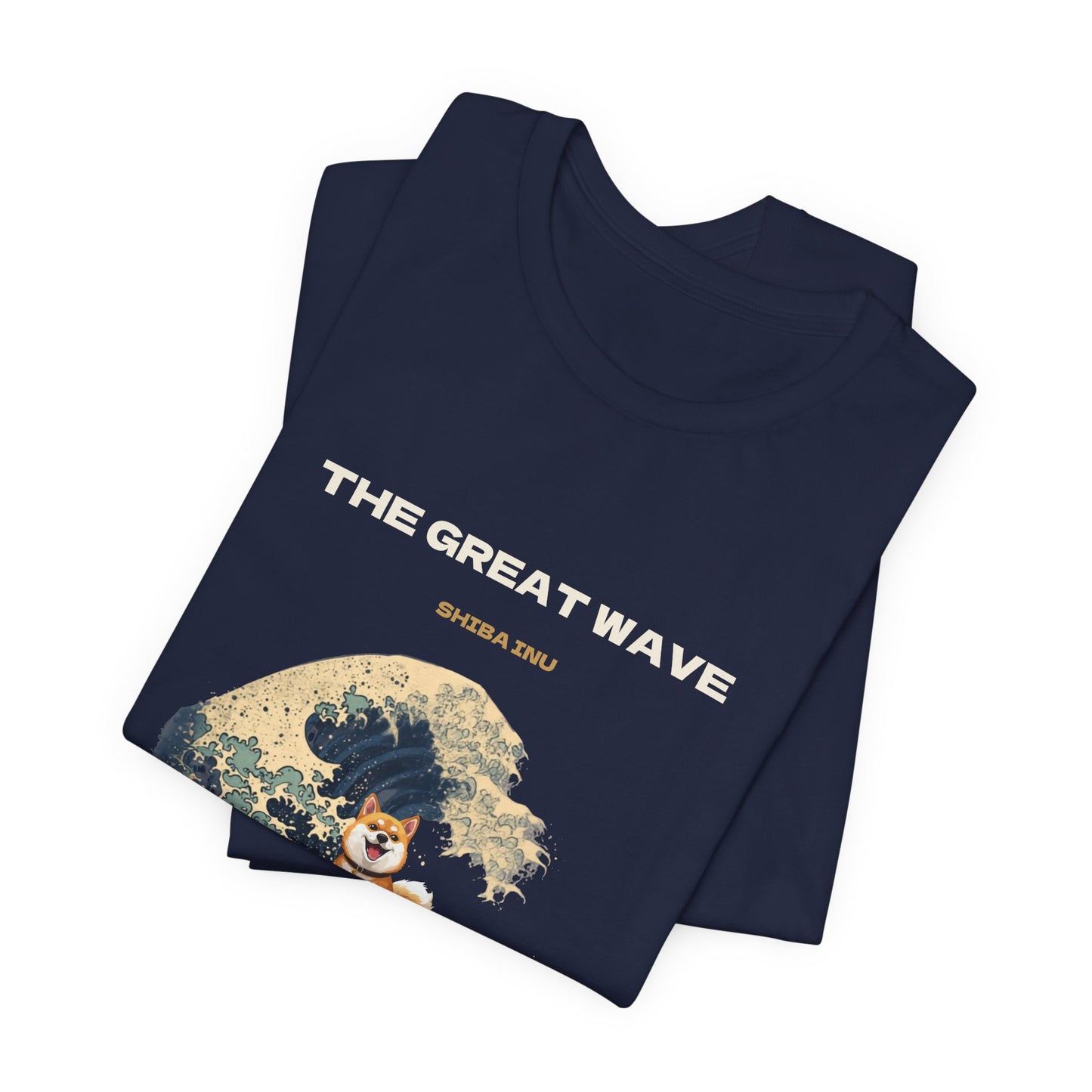 Great Wave Shiba Inu tee close-up Mount Fuji design detail