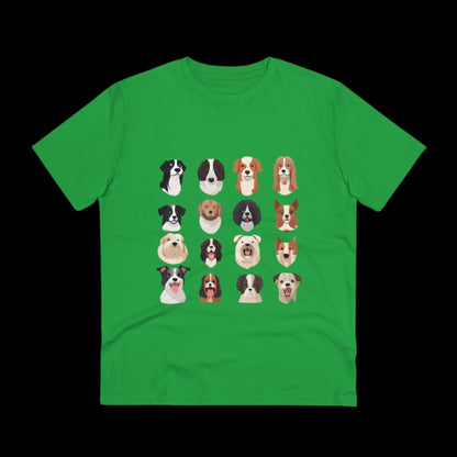 SniffwaggleNwalk™️ Organic Creator T-shirt - Unisex "Dog Breeds x1" - Sniff Waggle And Walk green