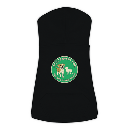 Greets Every Dog. Ignores Every Human. dog hoodie in Black - back print, sizes L to 3XL