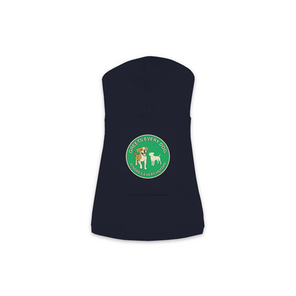 Greets Every Dog. Ignores Every Human. dog hoodie in Navy - back print, sizes XS to M