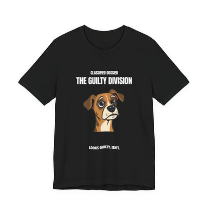 Guilty Division dog tee, black, side view