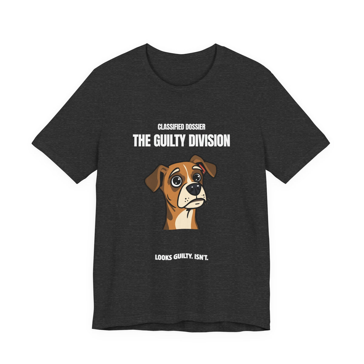 Guilty Division dog tee, navy, back view