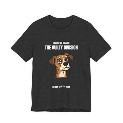 Guilty Division dog tee, navy, back view