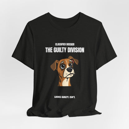 Guilty Division dog tee, navy, front view