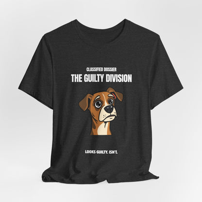 Guilty Division dog tee, navy, lifestyle shot