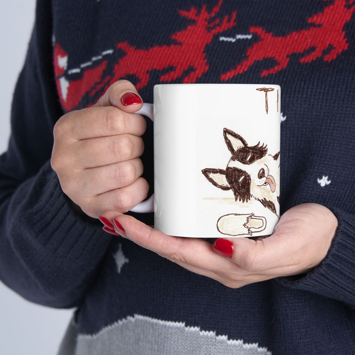 Border Collie ceramic coffee mug, 11oz and 15oz hand-drawn style collie gift - view 13