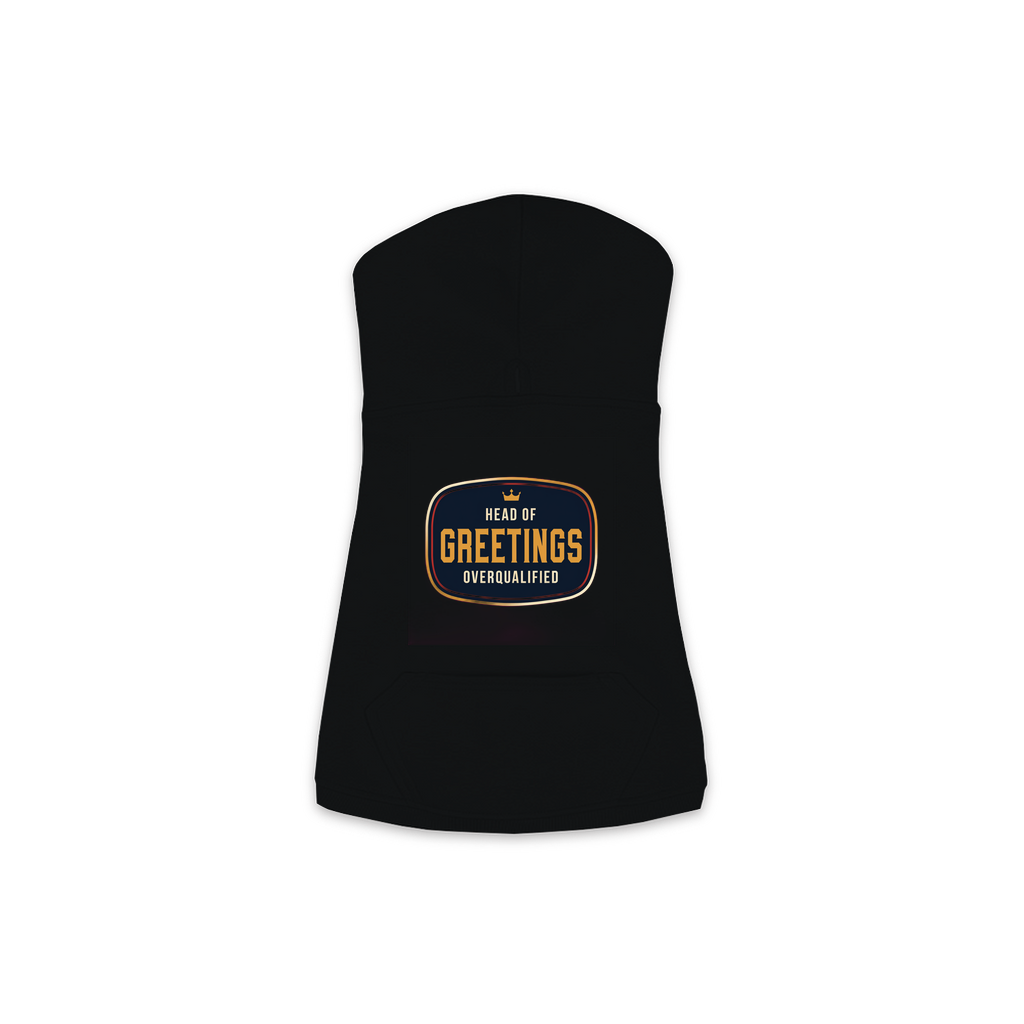 Head Of Greetings dog hoodie in black, sizes XS to M