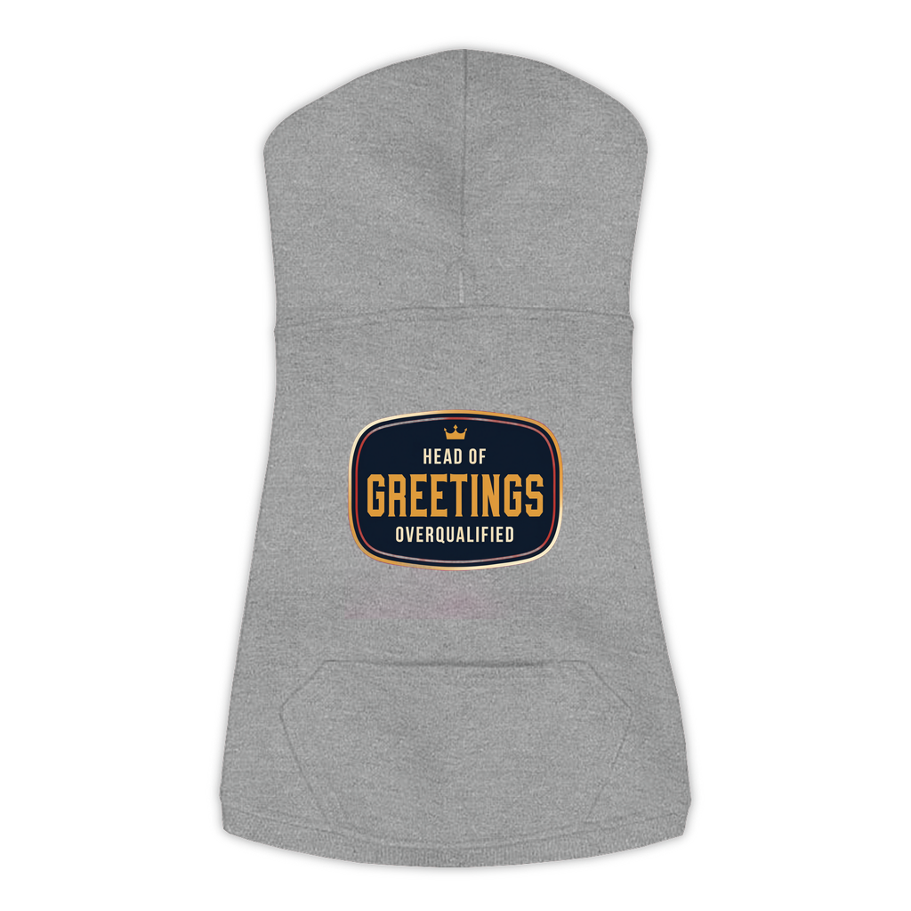Head Of Greetings funny dog hoodie in granite heather grey, sizes L to 3XL
