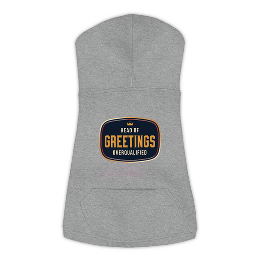 Head Of Greetings funny dog hoodie in granite heather grey, sizes L to 3XL