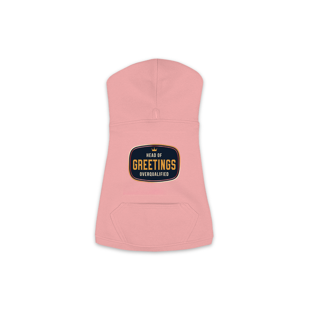 Head Of Greetings dog hoodie in mauvelous pink, sizes XS to M