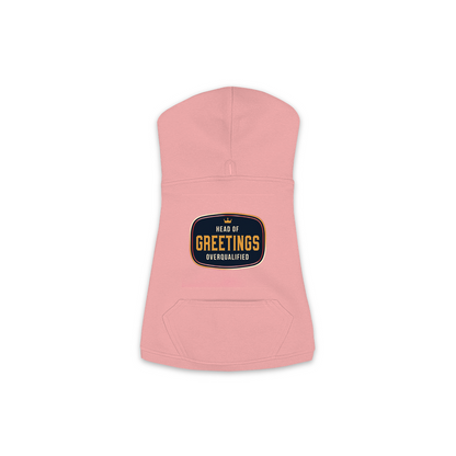 Head Of Greetings dog hoodie in mauvelous pink, sizes XS to M