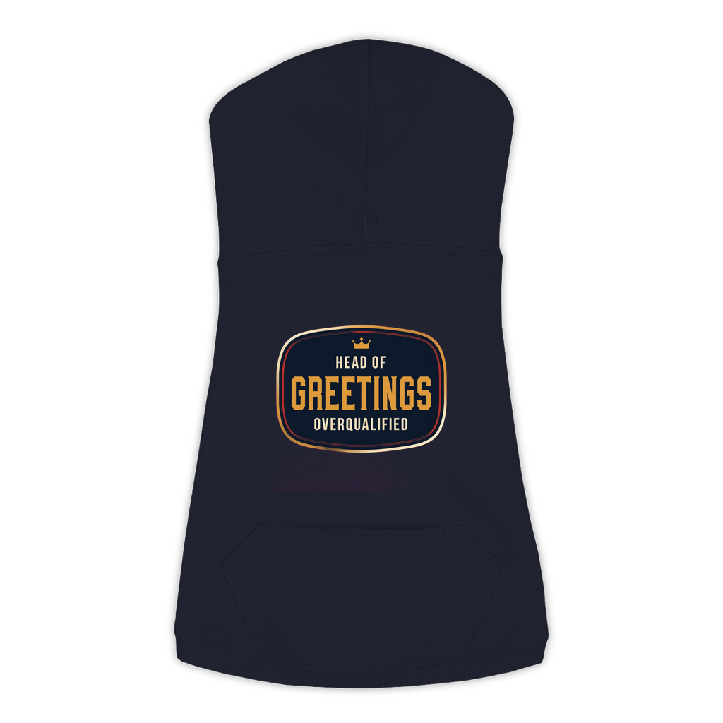 Head Of Greetings funny dog hoodie in navy, sizes L to 3XL