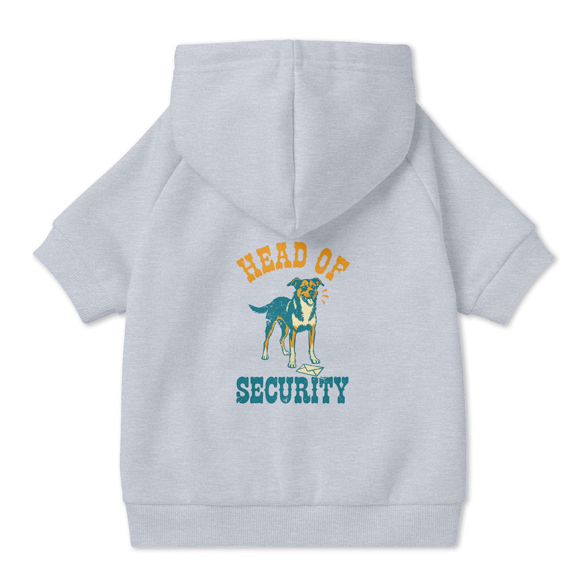 Head of Security Dog Hoodie in Grey, back view — SniffWaggleNWalk™
