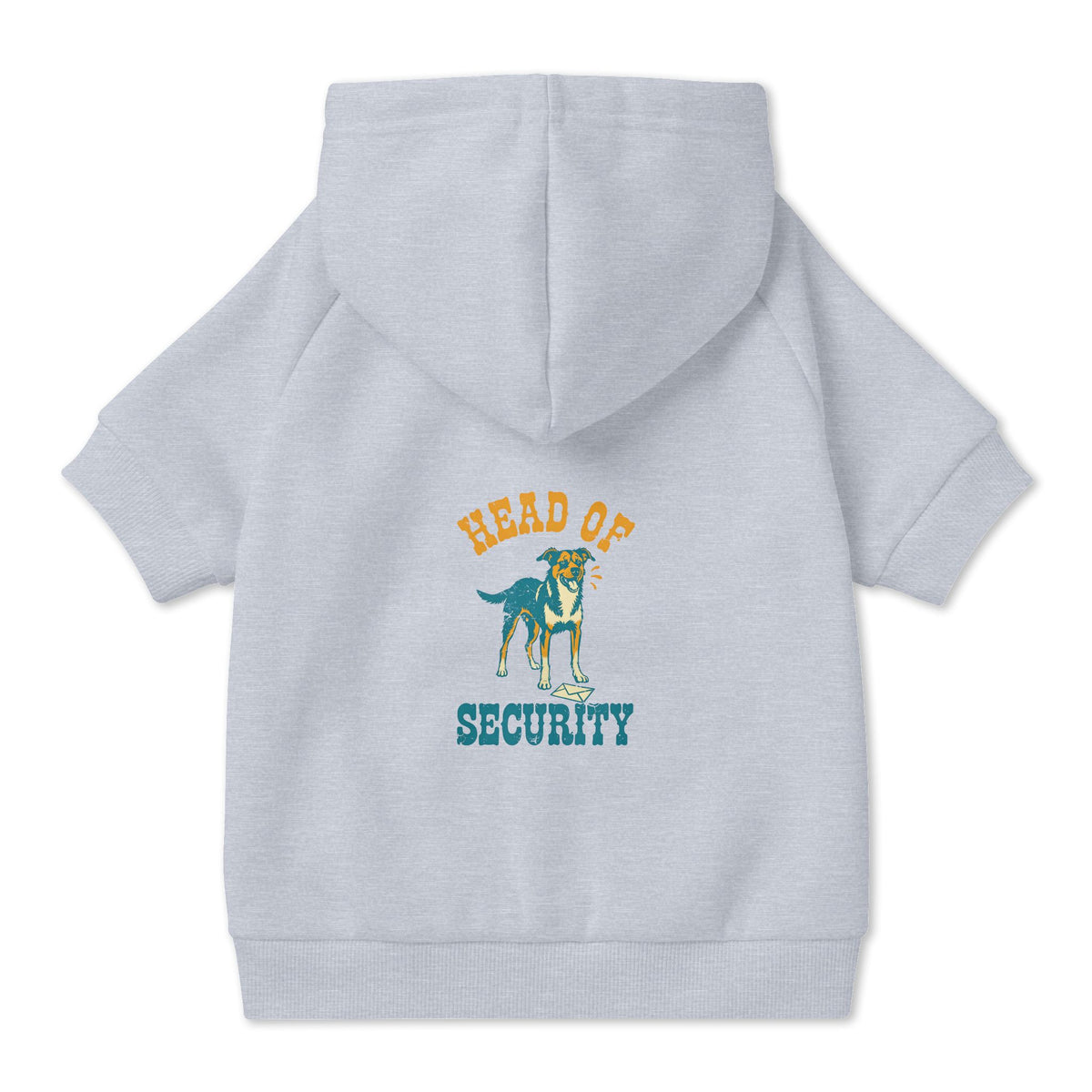 Head of Security Dog Hoodie in Grey, back view — SniffWaggleNWalk™