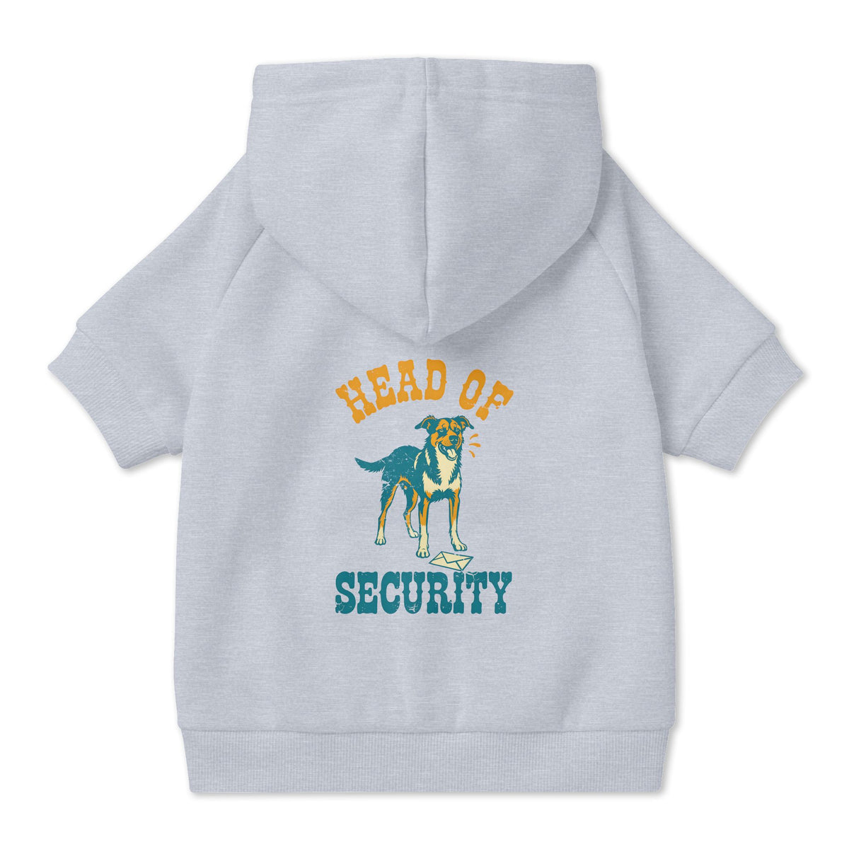 Head of Security Dog Hoodie in Grey, back view — SniffWaggleNWalk™
