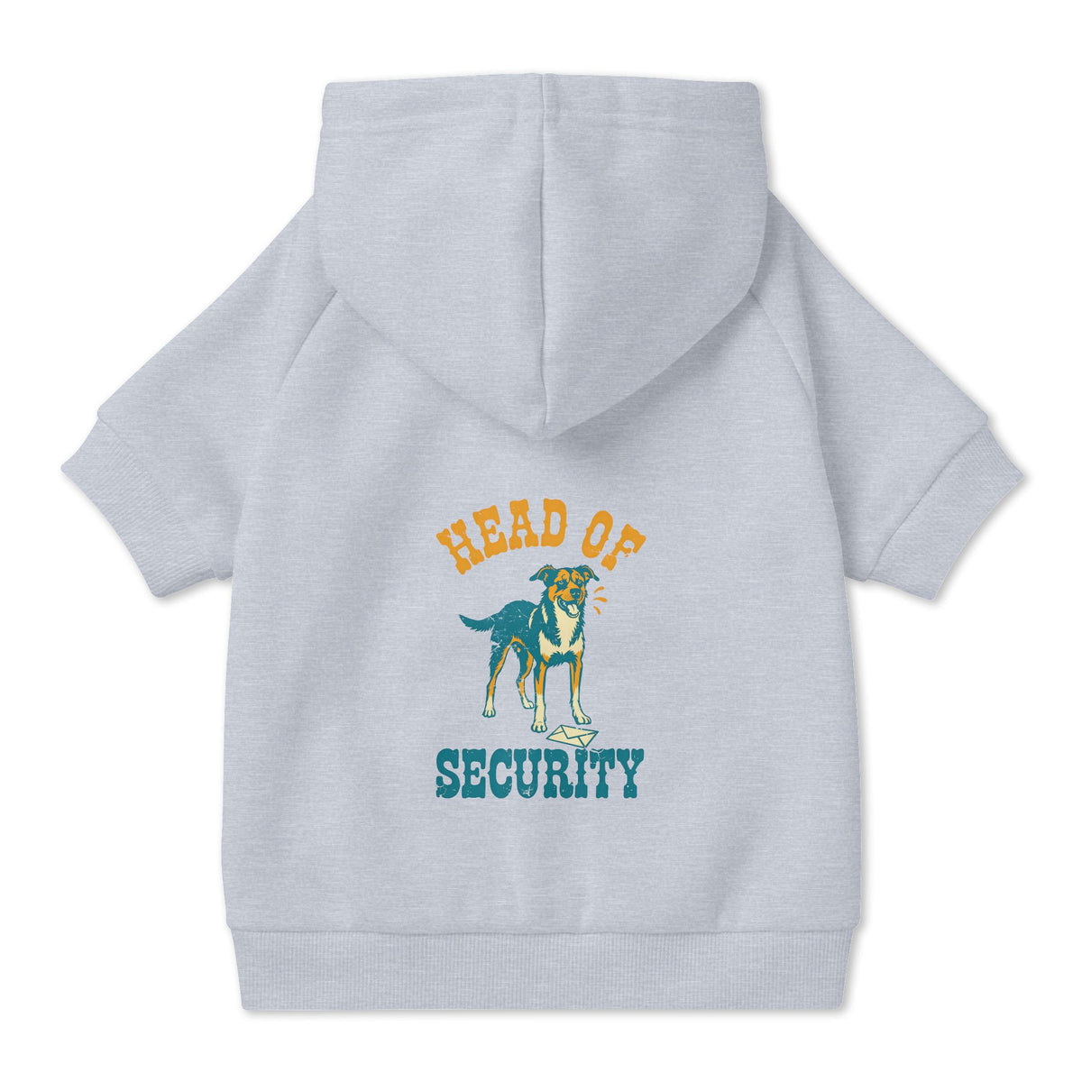 Head of Security Dog Hoodie in Grey, back view — SniffWaggleNWalk™
