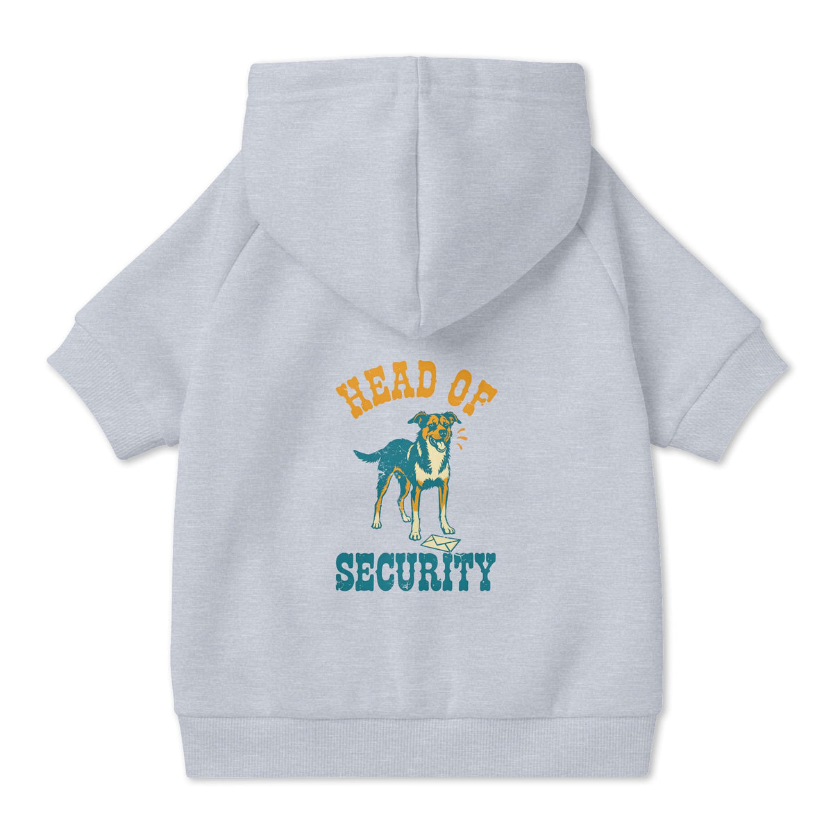 Head of Security Dog Hoodie in Grey, back view — SniffWaggleNWalk™