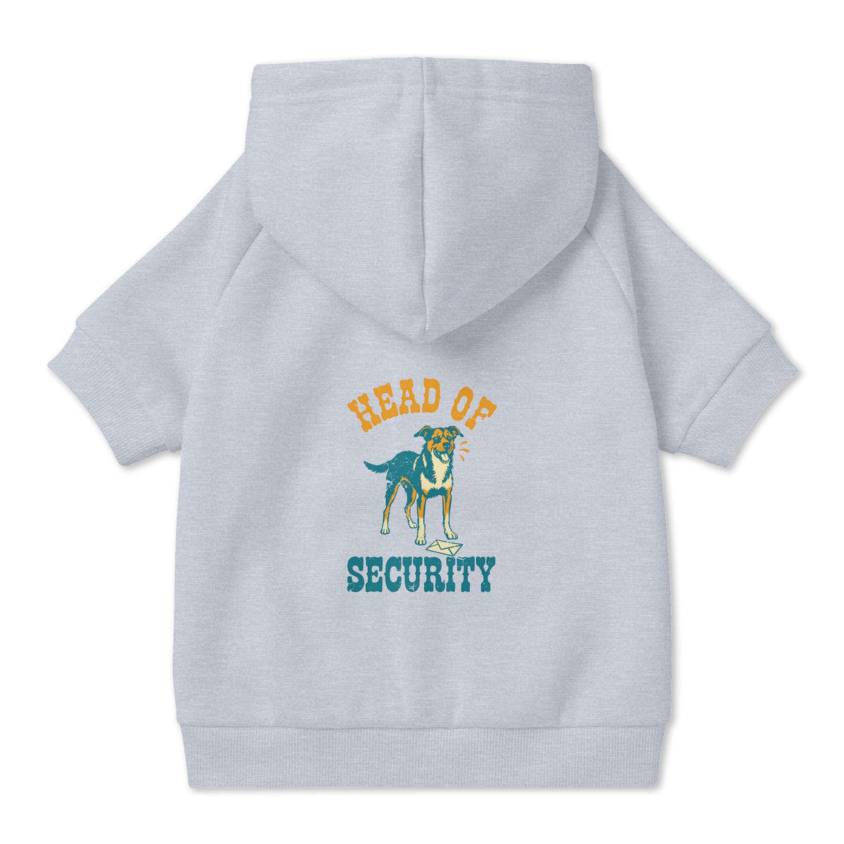 Head of Security Dog Hoodie in Grey, back view — SniffWaggleNWalk™