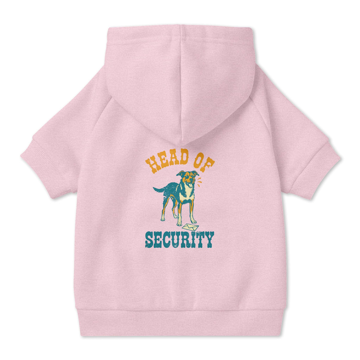 Head of Security Dog Hoodie in Pink, back view — SniffWaggleNWalk™