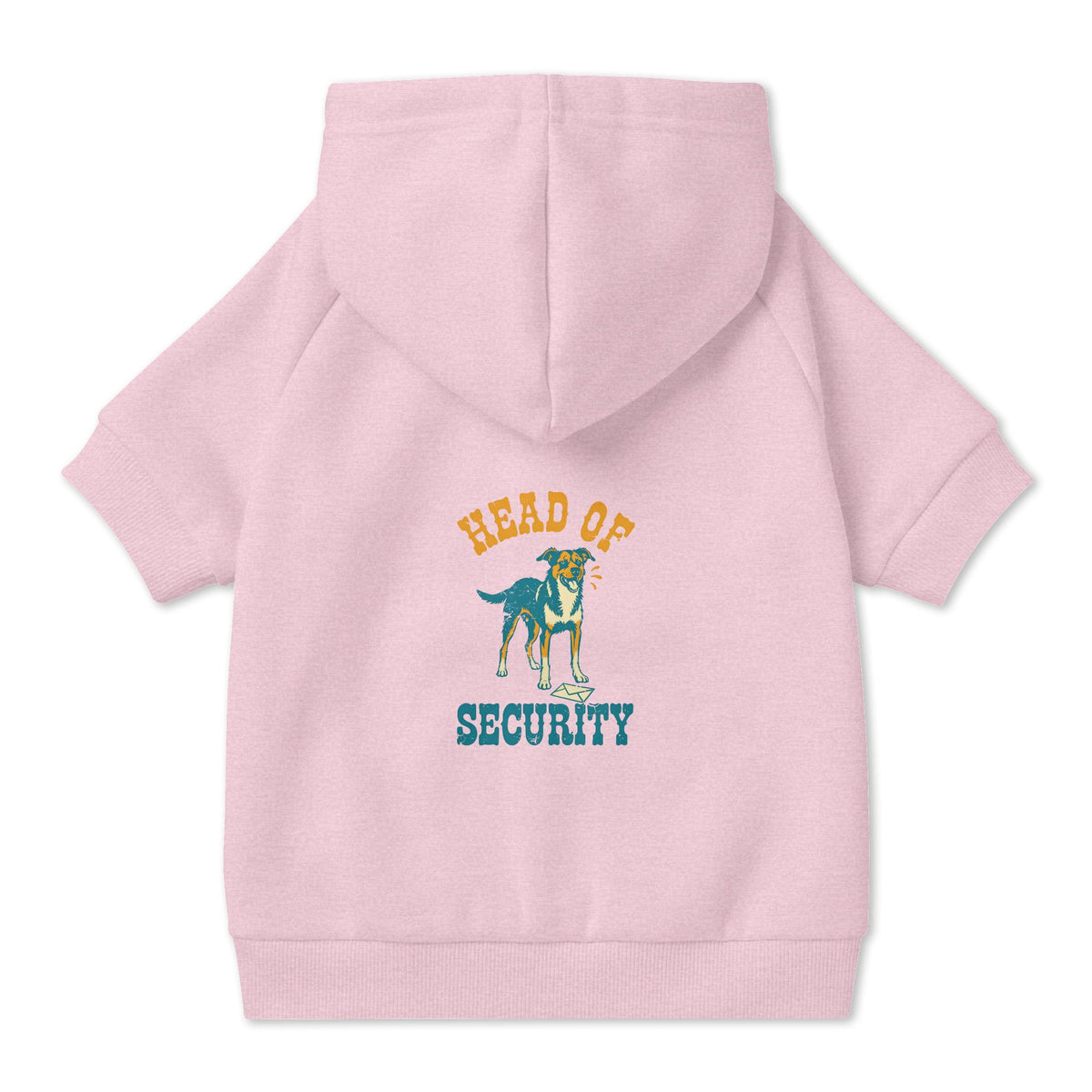 Head of Security Dog Hoodie in Pink, back view — SniffWaggleNWalk™