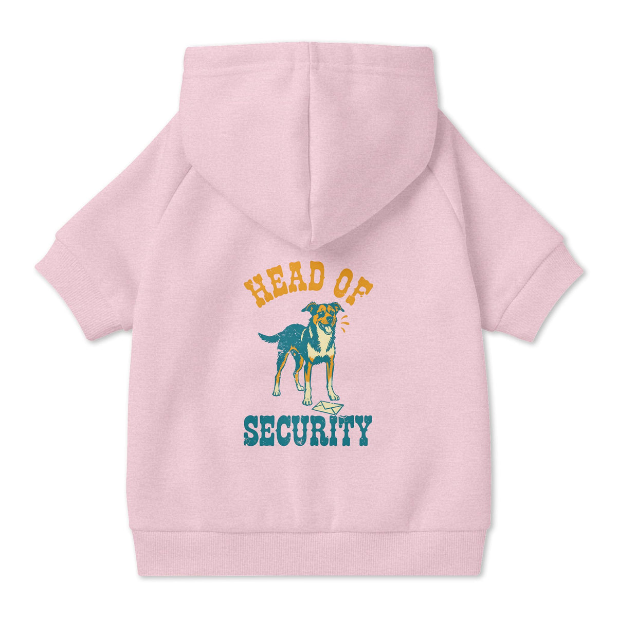 Head of Security Dog Hoodie in Pink, back view — SniffWaggleNWalk™
