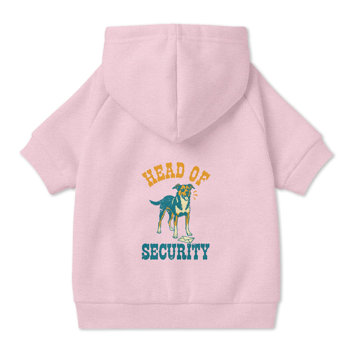 Head of Security Dog Hoodie in Pink, back view — SniffWaggleNWalk™