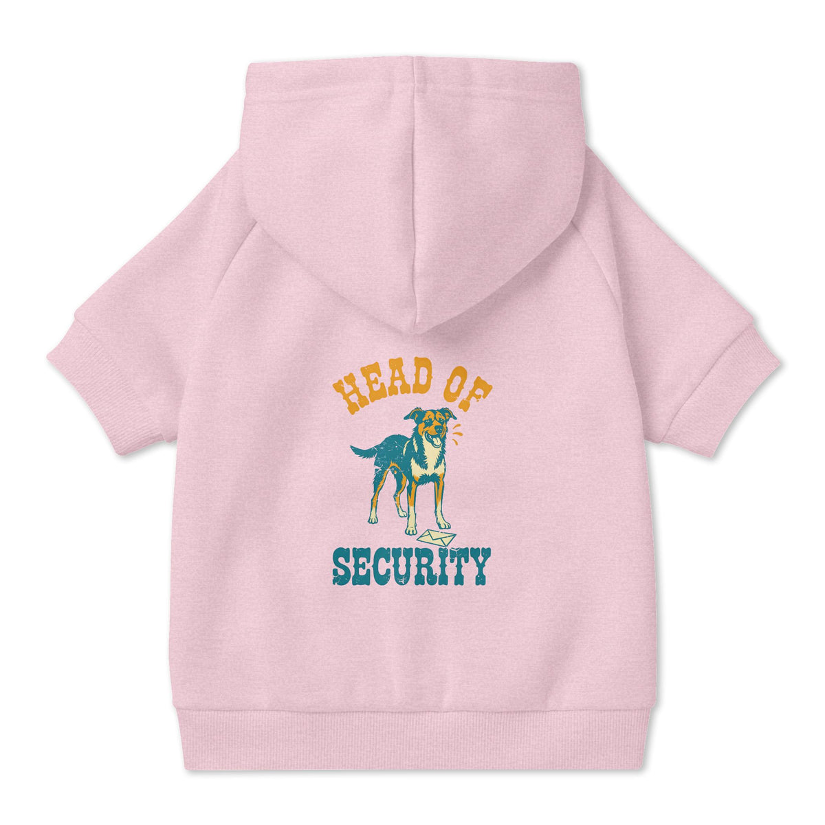 Head of Security Dog Hoodie in Pink, back view — SniffWaggleNWalk™