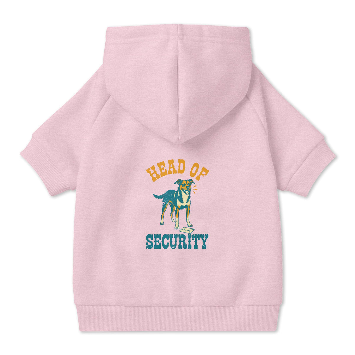 Head of Security Dog Hoodie in Pink, back view — SniffWaggleNWalk™