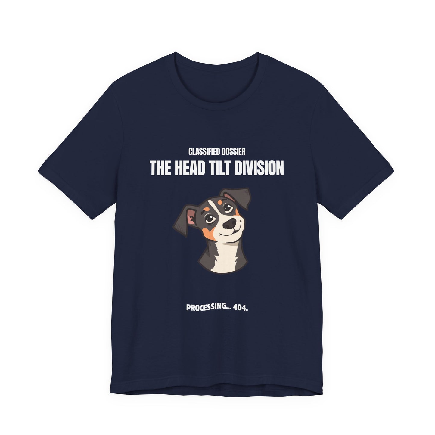 Head Tilt Division dog t-shirt, folded
