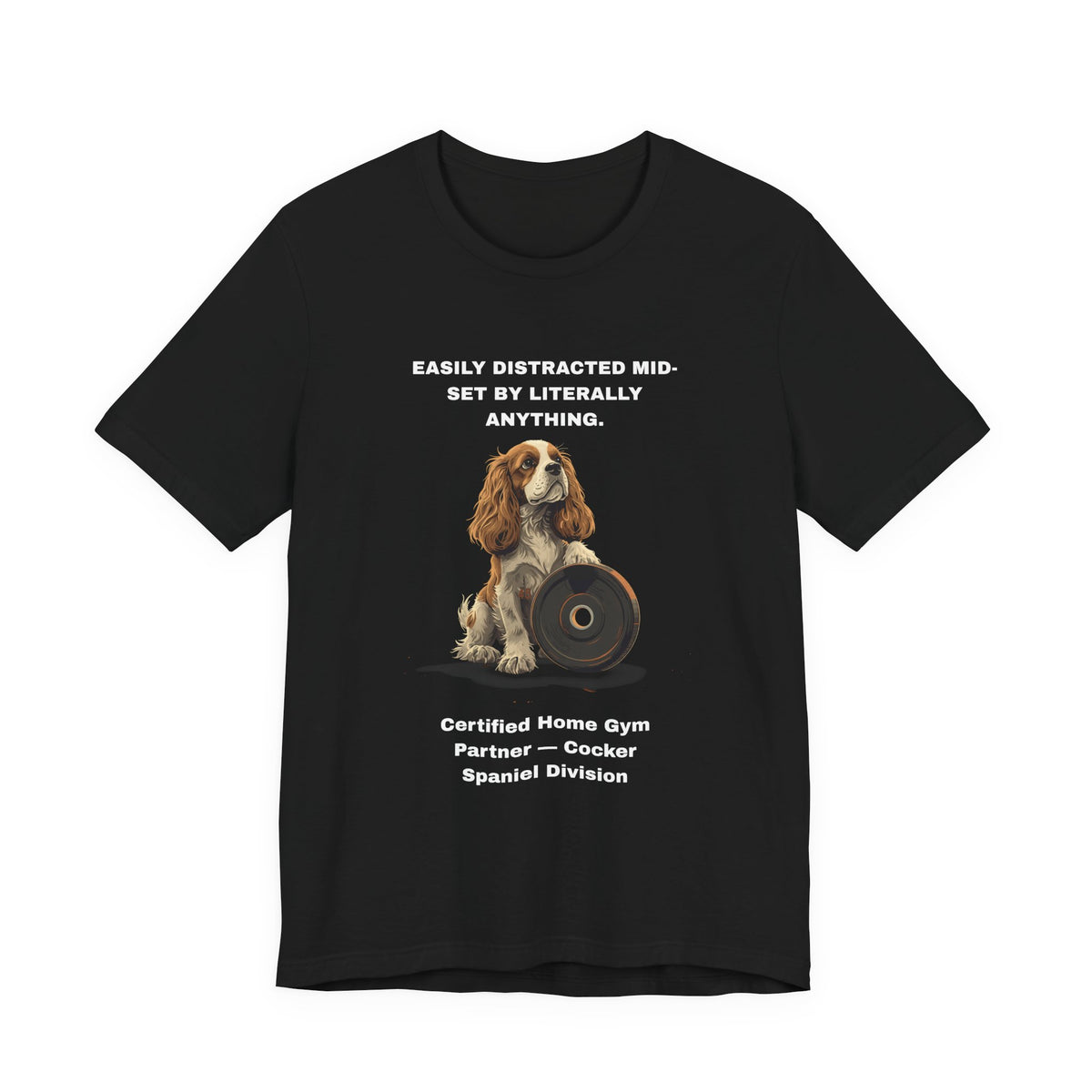 Home Gym Cocker Spaniel T-Shirt view 6 — SniffWaggleNWalk