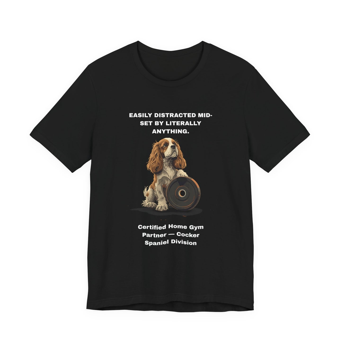 Home Gym Cocker Spaniel T-Shirt view 6 — SniffWaggleNWalk