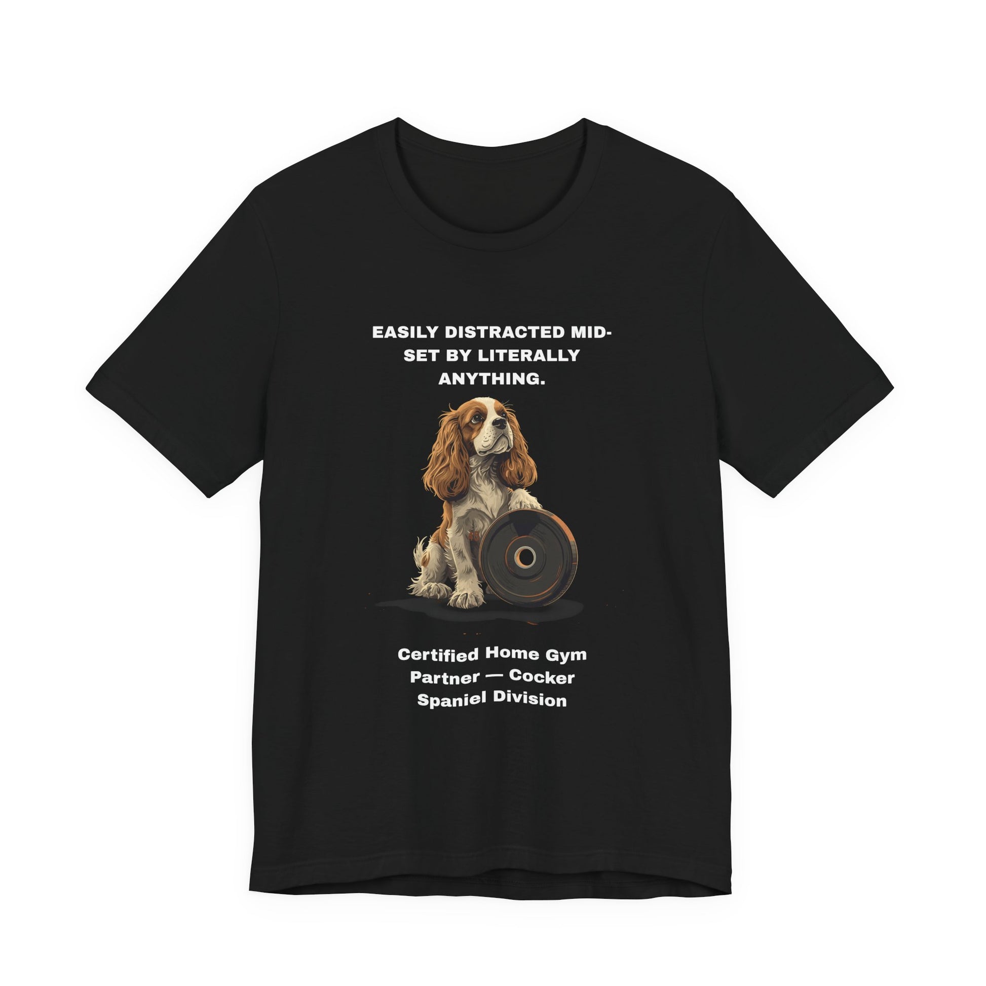 Home Gym Cocker Spaniel T-Shirt view 6 — SniffWaggleNWalk