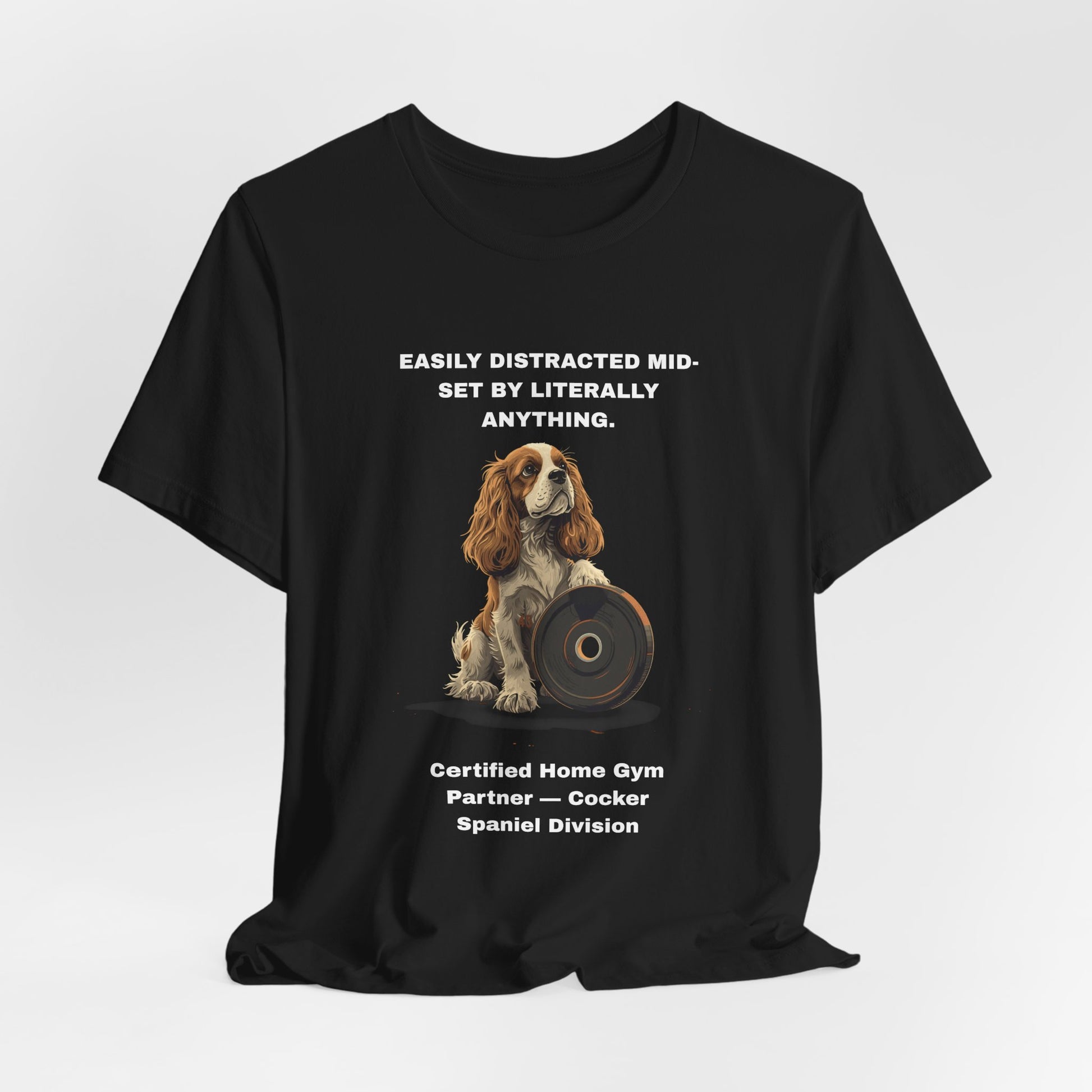 Home Gym Cocker Spaniel T-Shirt view 9 — SniffWaggleNWalk