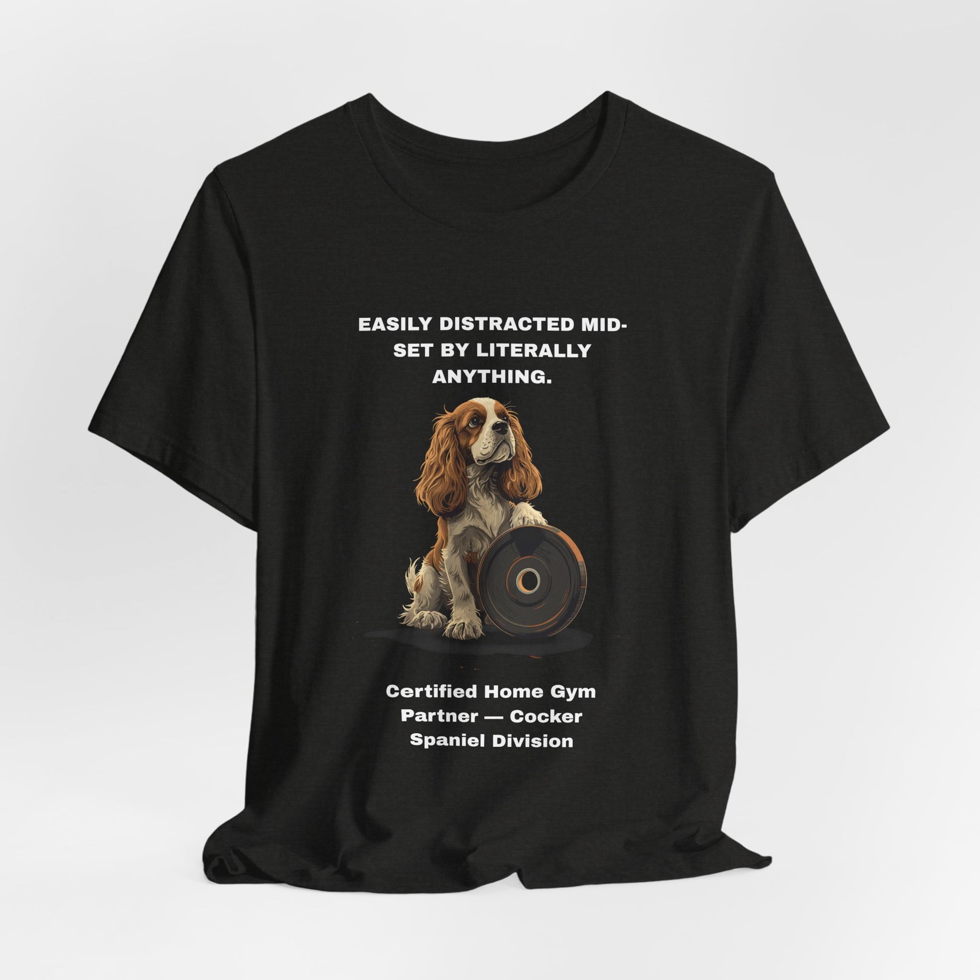 Home Gym Cocker Spaniel T-Shirt view 15 — SniffWaggleNWalk