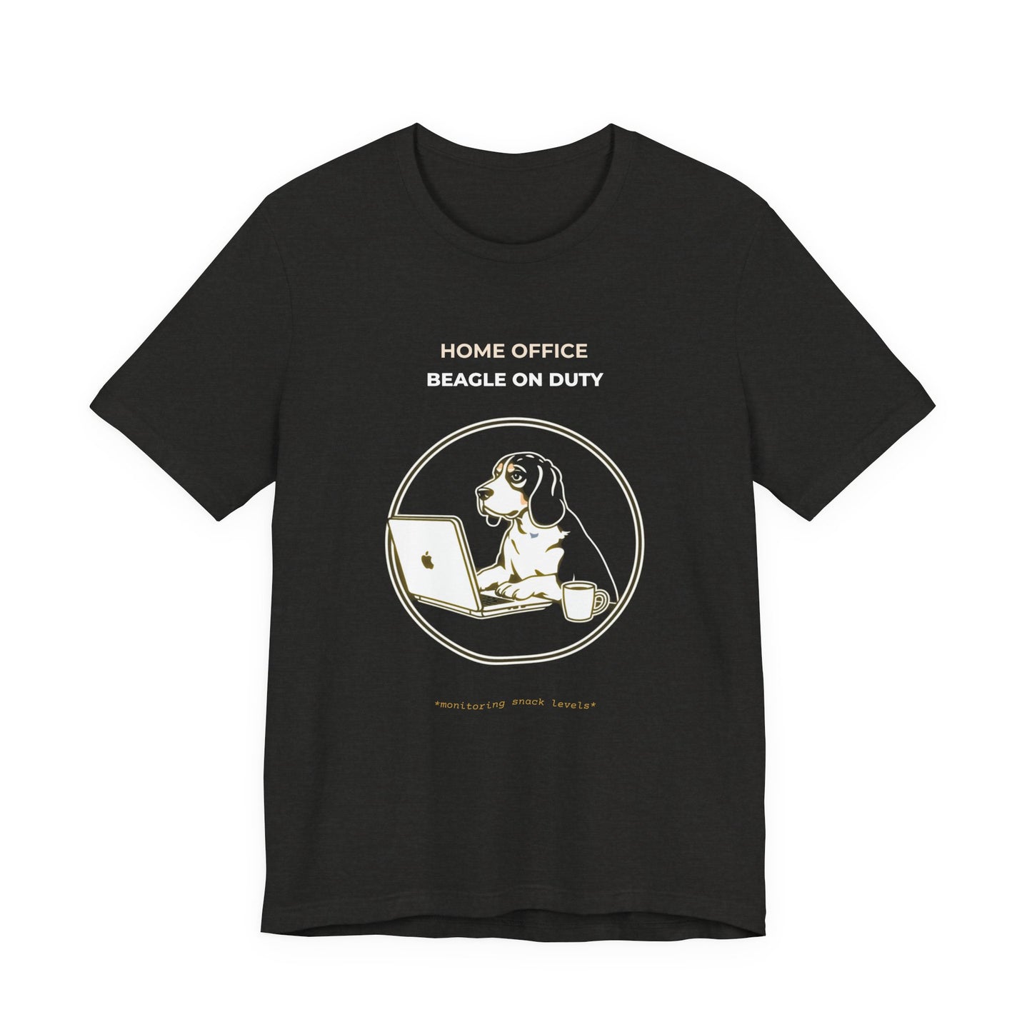 Home Office Beagle On Duty t-shirt — funny work from home dog tee on Bella+Canvas 3001, view 12
