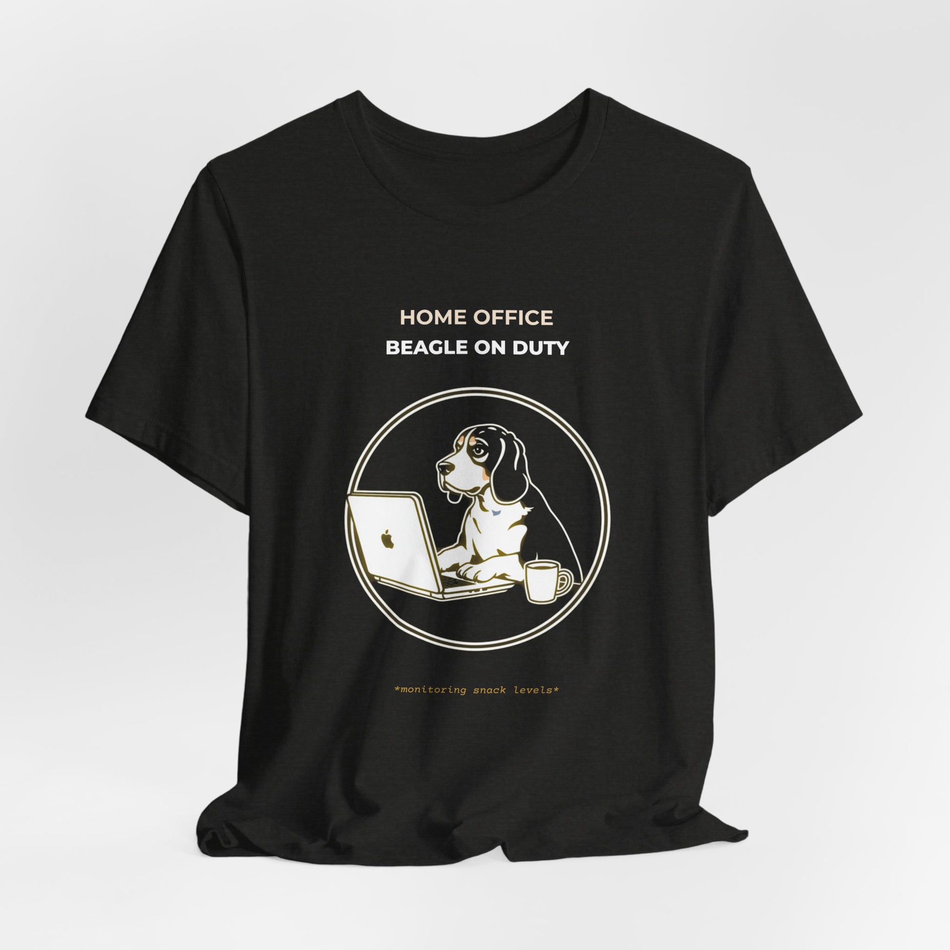 Home Office Beagle On Duty t-shirt — funny work from home dog tee on Bella+Canvas 3001, view 15