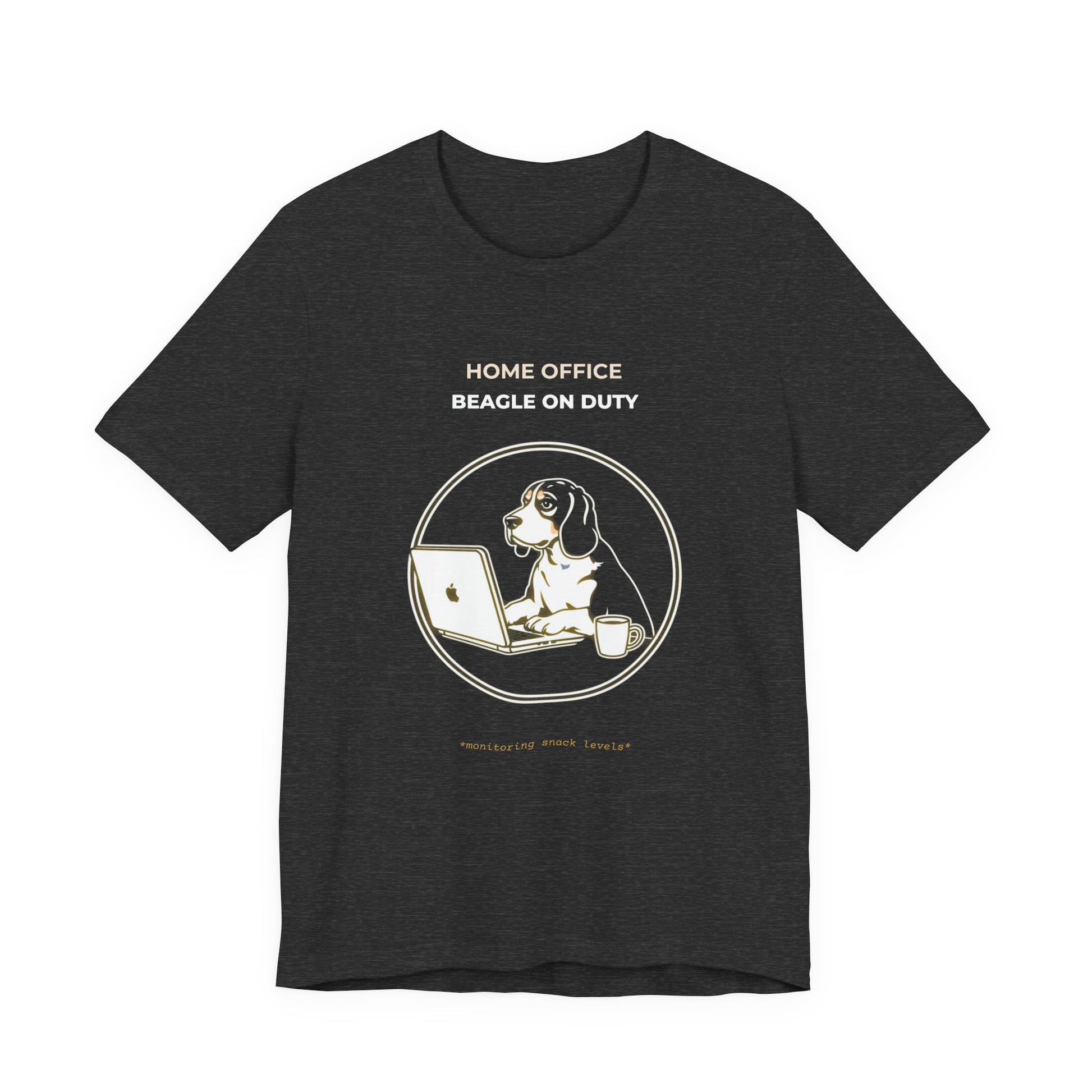 Home Office Beagle On Duty t-shirt — funny work from home dog tee on Bella+Canvas 3001, view 18