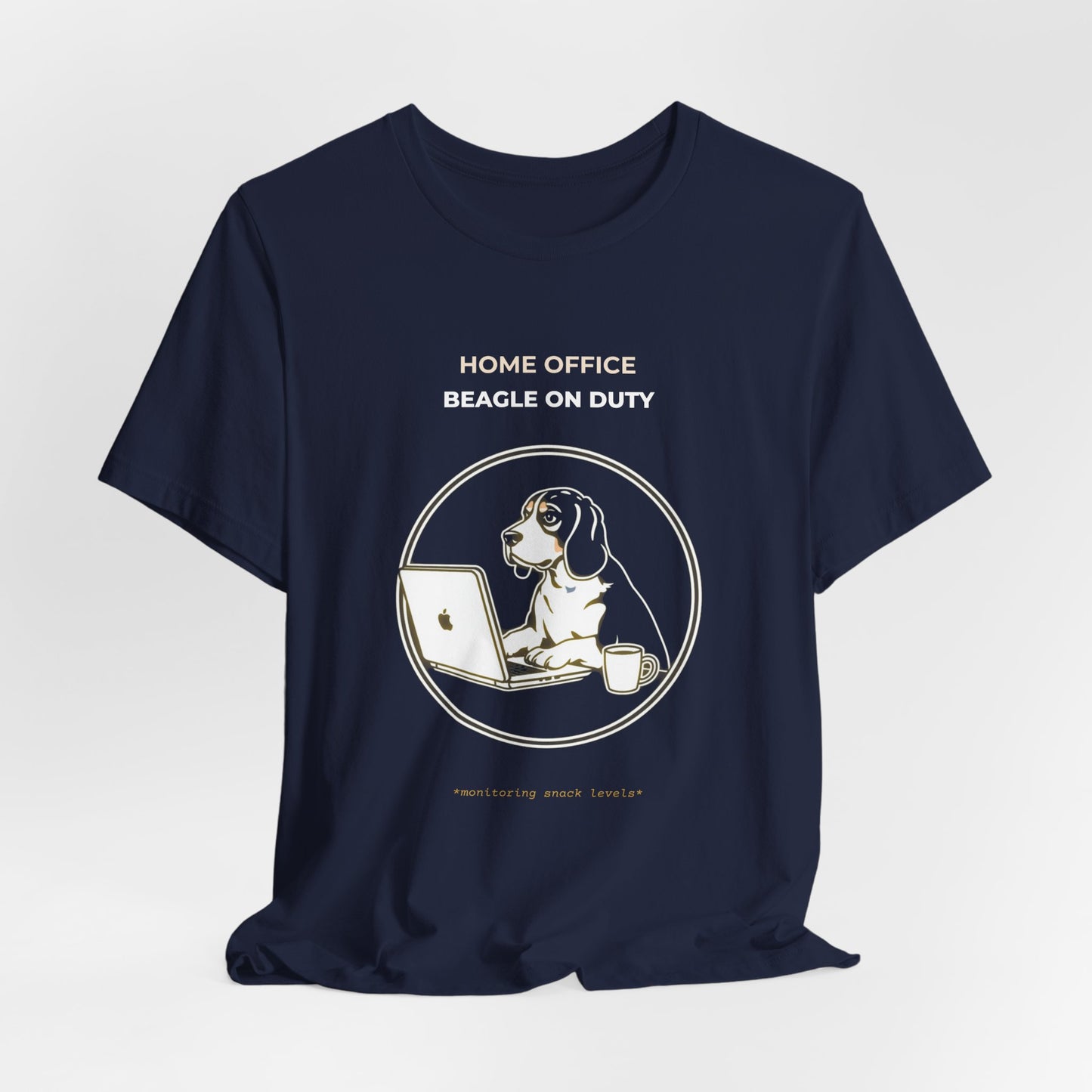 Home Office Beagle On Duty t-shirt — funny work from home dog tee on Bella+Canvas 3001, view 27