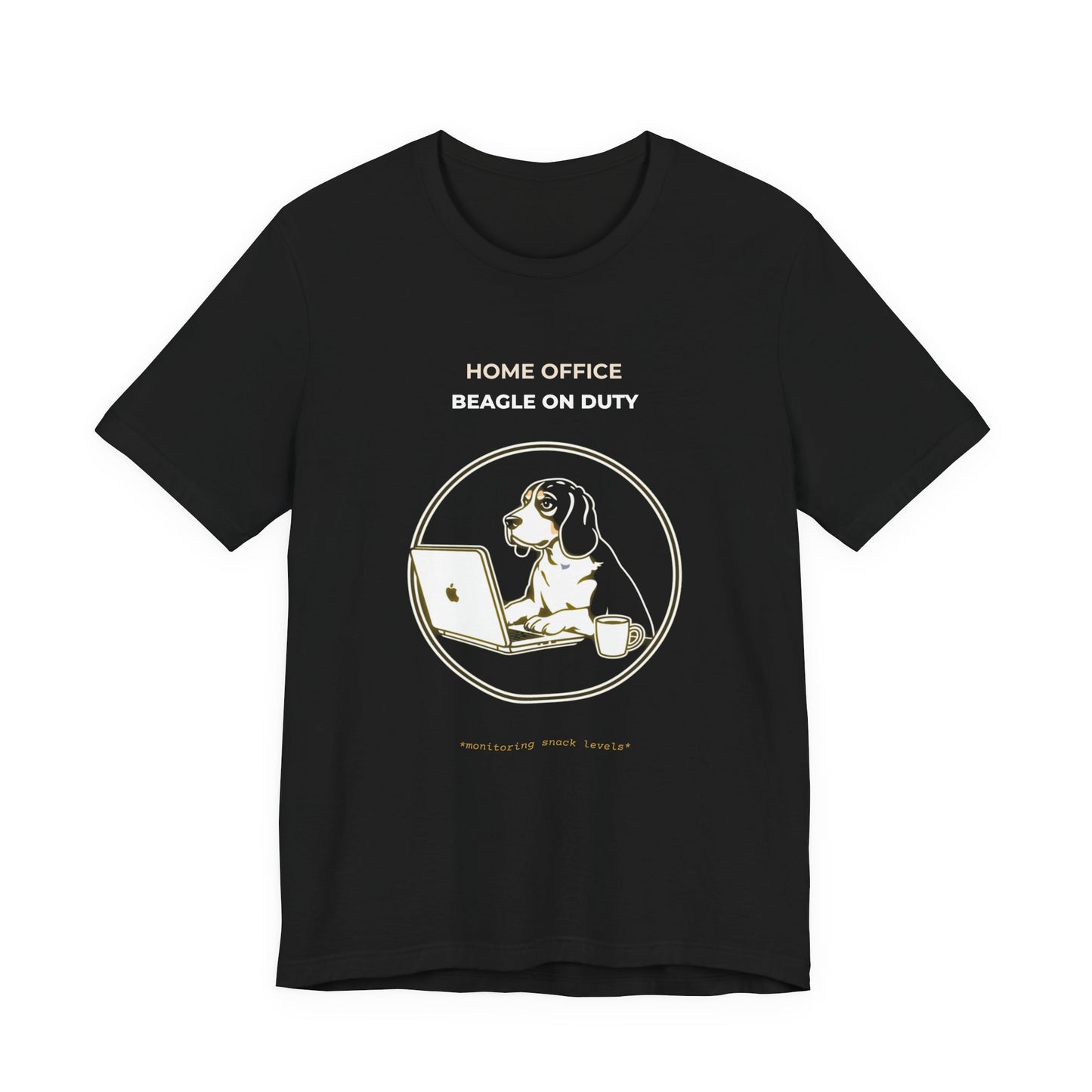 Home Office Beagle On Duty t-shirt — funny work from home dog tee on Bella+Canvas 3001, view 6