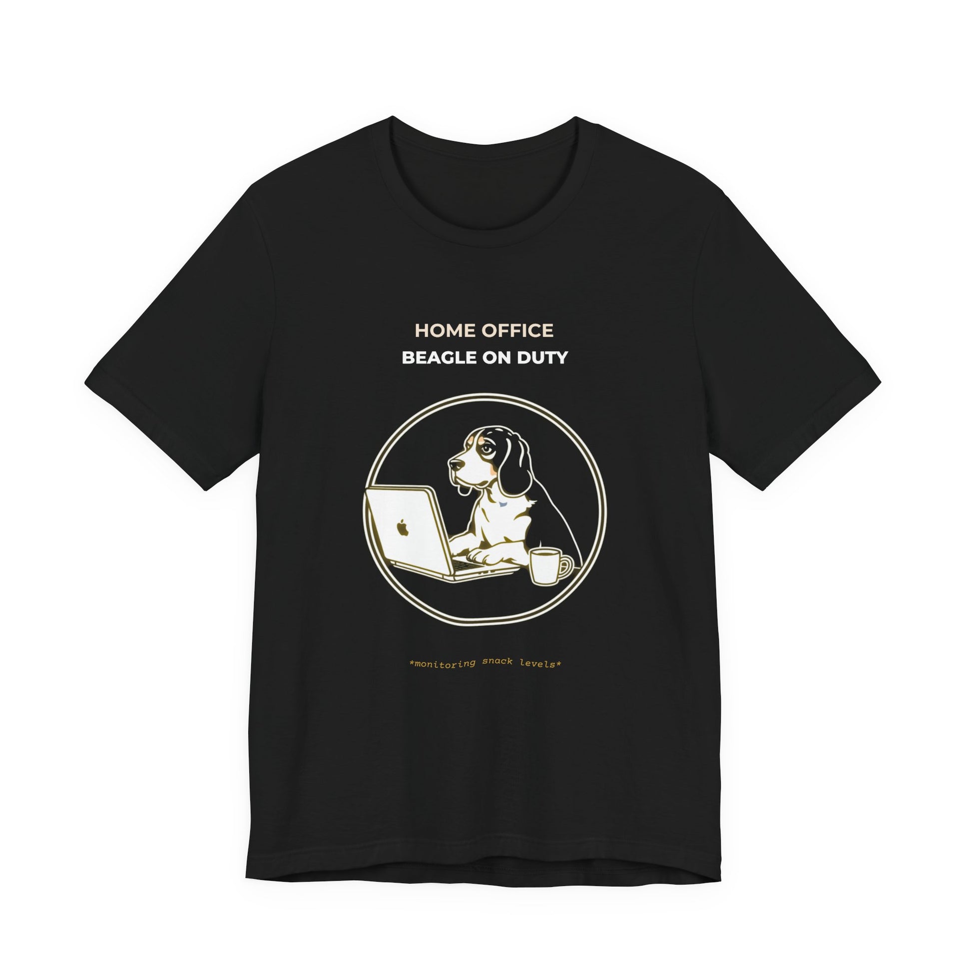 Home Office Beagle On Duty t-shirt — funny work from home dog tee on Bella+Canvas 3001, view 6